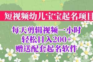 （6648期）短视频幼儿宝宝起名项目，全程投屏实操，赠送配套软件