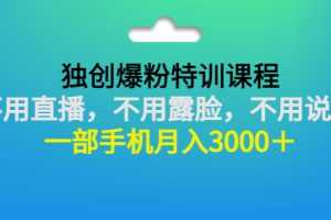 （2806期）独创爆粉特训课程：不用直播，不用露脸，不用说话 一部手机月入3000＋