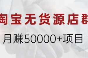 （1971期）淘宝无货源店群月赚50000+项目，选品，上架，引流 详细操作教程！