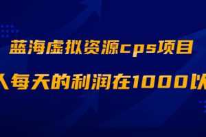 （1887期）蓝海虚拟资源cps项目，目前最高单人每天的利润在1000以上【视频课程】