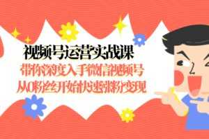 （1477期）视频号运营实战课，带你深度入手微信视频号1.0，从0粉丝开始快速涨粉变现