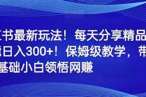 小红书最新玩法！每天分享精品壁纸就能日入300+！保姆级教学，带你从0领悟网赚