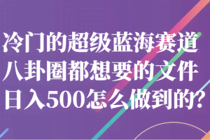 冷门的超级蓝海赛道，八卦圈都想要的文件，一天轻松日入500怎么做到的？
