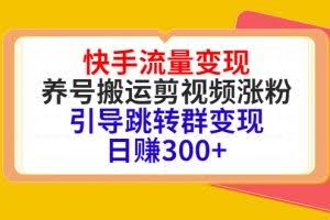 快手流量变现，养号搬运剪视频涨粉，引导跳转群变现日赚300+