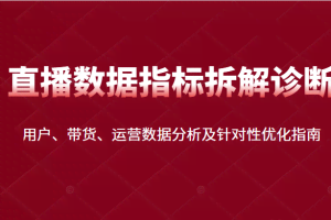 直播间数据指标拆解诊断：用户、带货、运营数据分析及针对性优化指南