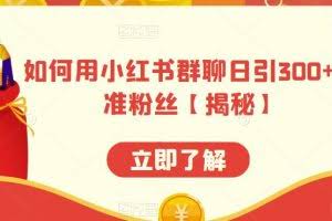 如何用小红书群聊日引300+精准粉丝【揭秘】