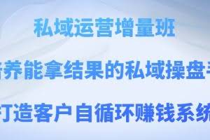 私域运营增量班，培养能拿结果的私域操盘手，打造客户自循环赚钱系统