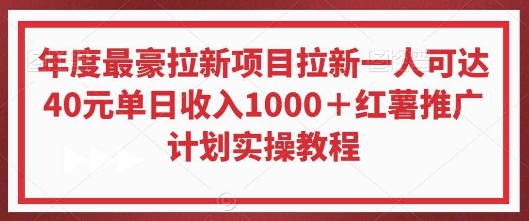 年度最豪拉新项目拉新一人可达40元单日收入1000+红薯推广计划实操教程【揭秘】