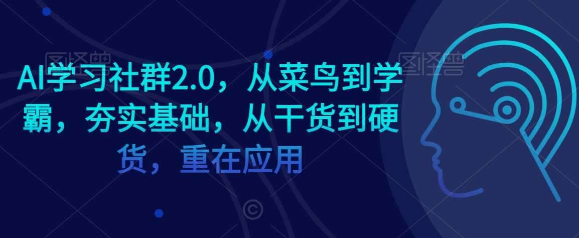 AI学习社群2.0,从菜鸟到学霸,夯实基础,从干货到硬货,重在应用