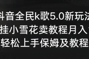 （9021期）抖音全民k歌5.0新玩法，直播挂小雪花卖教程月入10万，小白轻松上手，保…