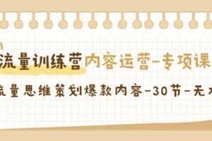 流量训练营之内容运营专项课，用流量思维策划爆款内容（30节课）