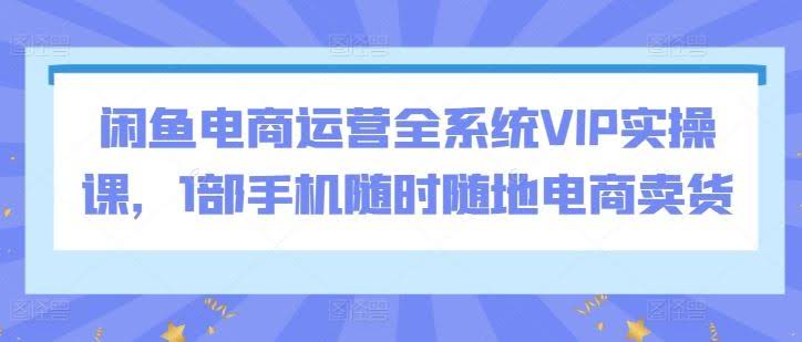 闲鱼电商运营全系统VIP实操课,1部手机随时随地电商卖货