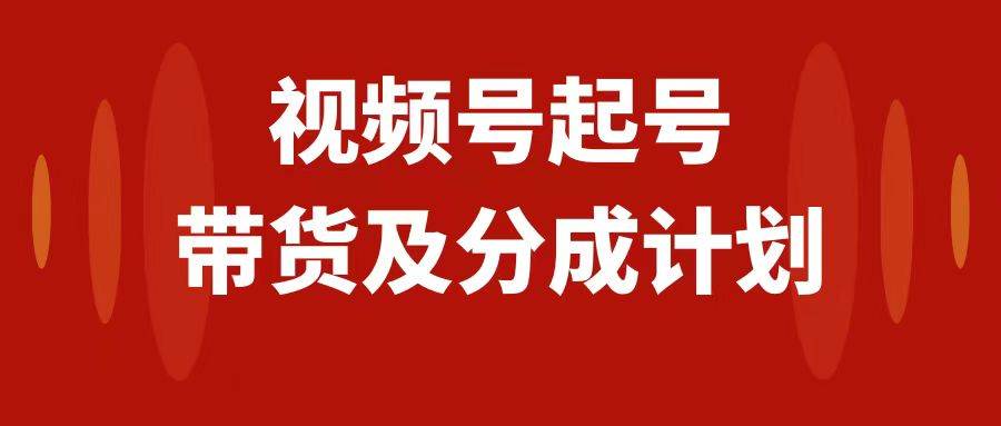 视频号快速起号，分成计划及带货，0-1起盘、运营、变现玩法，日入1000+