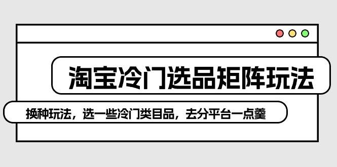 淘宝冷门选品矩阵玩法：换种玩法，选一些冷门类目品，去分平台一点羹