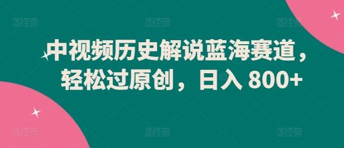 中视频历史解说蓝海赛道，轻松过原创，日入 800+【揭秘】