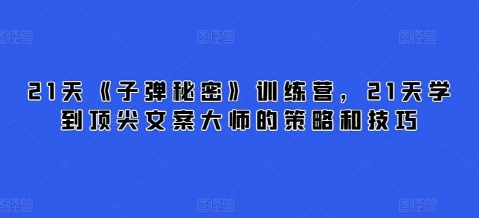 21天《子弹秘密》训练营,21天学到顶尖文案大师的策略和技巧
