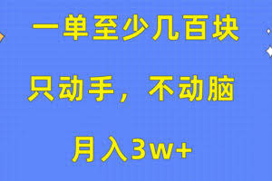 （10356期）一单至少几百块，只动手不动脑，月入3w+。看完就能上手，保姆级教程