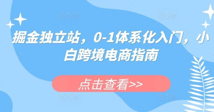 掘金独立站,0-1体系化入门,小白跨境电商指南