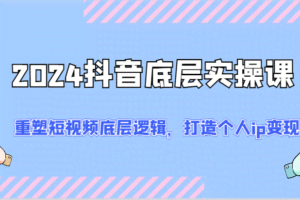 2024抖音底层实操课：重塑短视频底层逻辑，打造个人ip变现（52节）