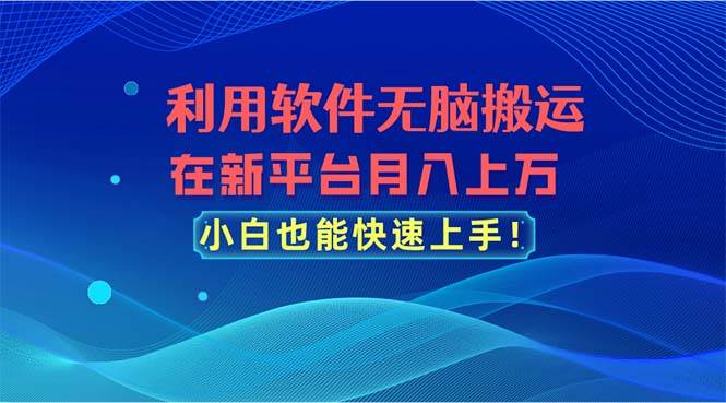 利用软件无脑搬运，在新平台月入上万，小白也能快速上手