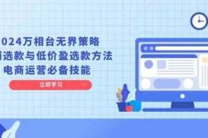 2024万相台无界策略，店铺选款与低价盈选款方法，电商运营必备技能