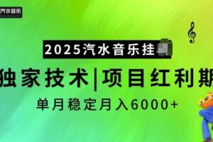 2025汽水音乐挂JI项目，独家最新技术，项目红利期稳定月入6000+