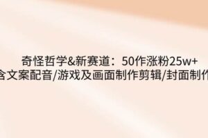 奇怪哲学-新赛道：50作涨粉25w+含文案配音/游戏及画面制作剪辑/封面制作等