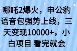 （14397期）哪吒2爆火，利用这波热度，申公豹语音包强势上线，三天变现10…