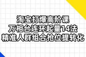 （14298期）淘宝打爆高阶课：万相台连环起量14法，精准人群组合抢位提转化