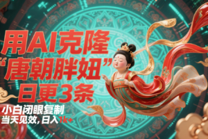 用AI克隆“唐朝胖妞”日更3条，平台疯狂推流，小白闭眼复制，当天见效，日入1k+