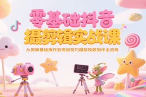 零基础抖音短视频拍摄剪辑实战课，从剪映基础操作到高级技巧爆款视频制作全流程