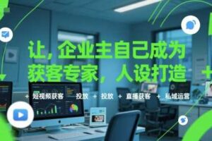 让企业主自己成为获客专家，人设打造+短视频获客+投放+直播获客+私域运营