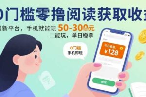 0门槛零撸阅读获取收益：最新平台，手机就能玩，单日稳拿 50-3张 【揭秘】