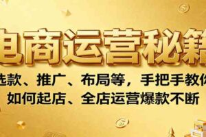 电商运营秘籍：选款、推广、布局等，手把手教你如何起店、全店运营爆款不断