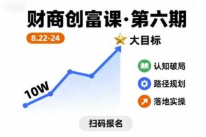财商创富课第六期8月22-24号，如何从10W起步，一步步实现大目标
