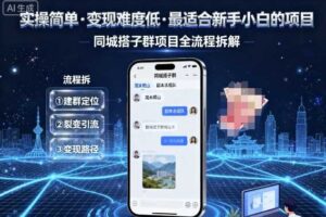 实操简单，变现难度低，最适合新手小白做的项目，每天轻松收入3张，同城搭子群项目全流程拆解