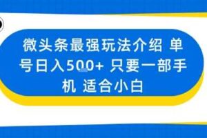 微头条最强玩法介绍一个号日入5张+只要一部手机适合小白