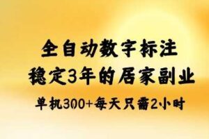 全自动数字标注，稳定3年的蓝海项目，居家也能矩阵开干的副业，单机日入3张+【揭秘】
