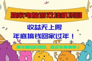 （16411期）独家电脑游戏挂机项目，收益无上限，年底搞钱回家过年！