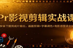 Pr影视剪辑实战课：从安装下载到成片输出，画面剪辑+字幕调色+电影感营造全技巧