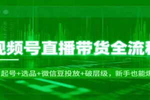 视频号直播带货全流程：起号+选品+微信豆投放+破层级，新手也能爆单