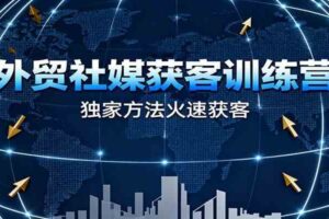 外贸社媒获客训练营,独家方法火速获客、提升成交,实现外贸降维打击(更新)