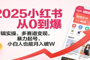 2025小红书从0到爆:剪辑实操,多赛道变现,暴力起号,零基础也能月入破W
