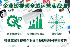 企业短视频全域运营实战课，快速掌握全规模企业通用短视频账号搭建技巧