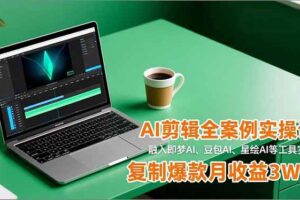 (16770期)AI剪辑全案例实操课,融入即梦AI、豆包AI、星绘AI等工具实操,复制爆款月收益3W+