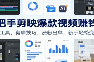 手把手剪映爆款视频赚钱课：AI工具，剪辑技巧，涨粉出单，新手轻松变现