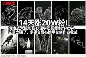 14天涨20W粉！情绪放大镜动物心理学短视频制作教学，流量太猛了，多平台发布撸平台创作者收益