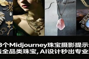 463个Midjourney珠宝摄影提示词:覆盖全品类珠宝,AI设计秒出专业效果