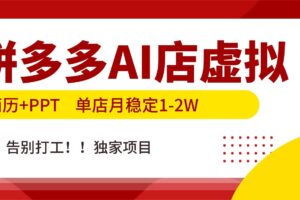 （17048期）拼多多AI店，简历+PPT，单店月稳定1-2W，告别打工，独家项目！