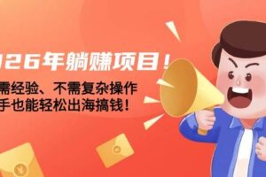 （17448期）2026年躺赚项目！不需经验、不需复杂操作，新手也能轻松出海搞钱！